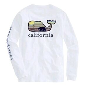 Vineyard Vines Shirt Mens Size Small Long Sleeve California Whale Design Graphic